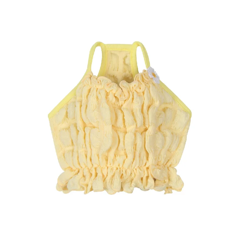 Daisy Scrunch Bubble Tank Top - Yellow