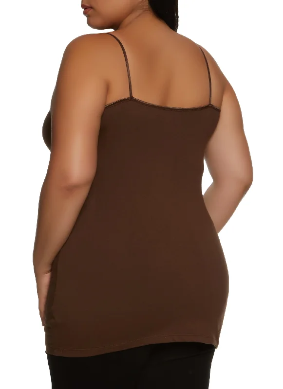 Plus Size Solid Scoop Neck Cami