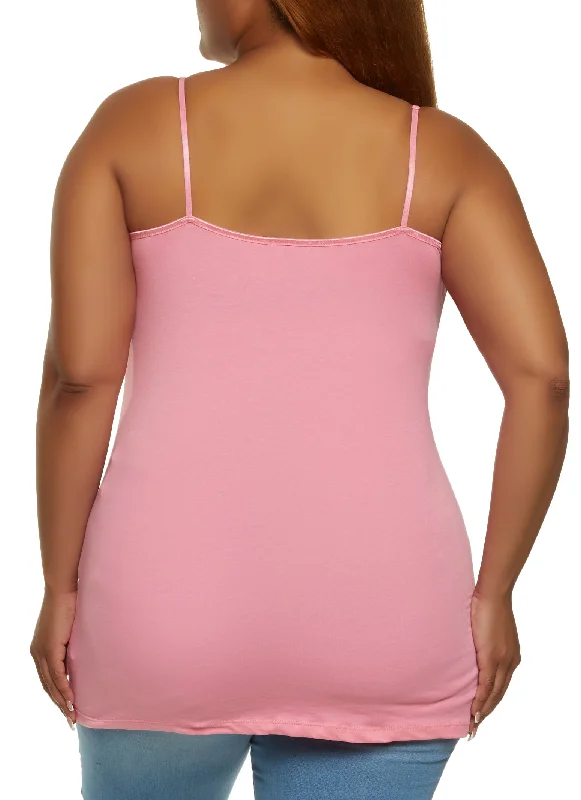 Plus Size Solid Scoop Neck Cami