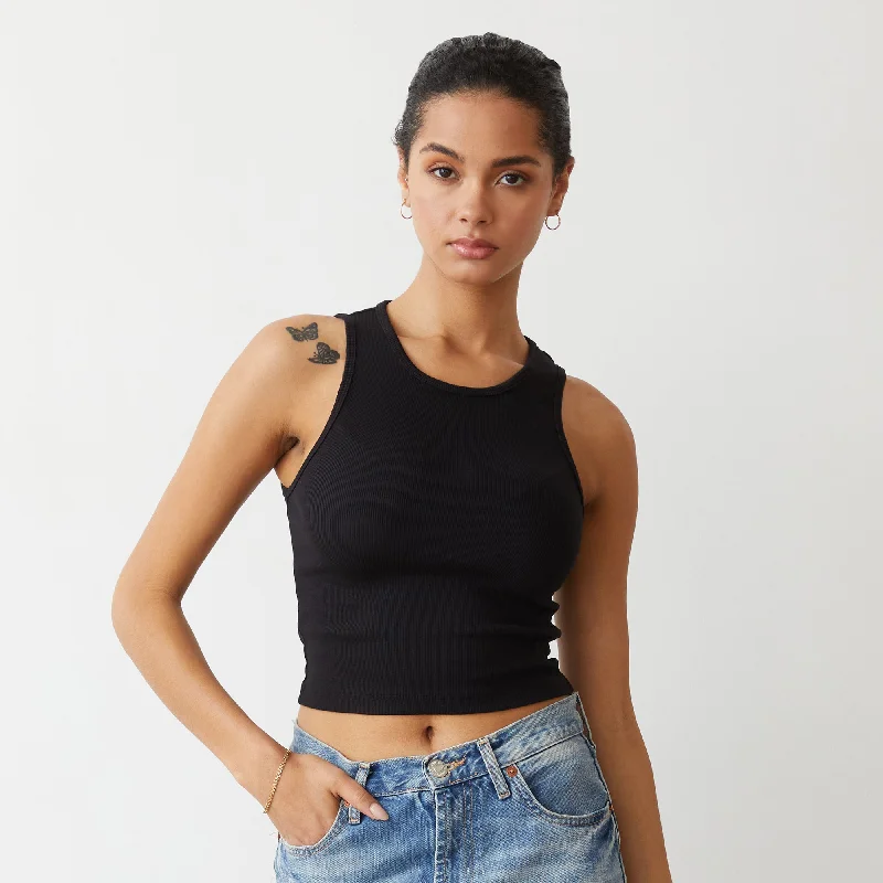 Supimaluxe Rib Crop High Neck Tank