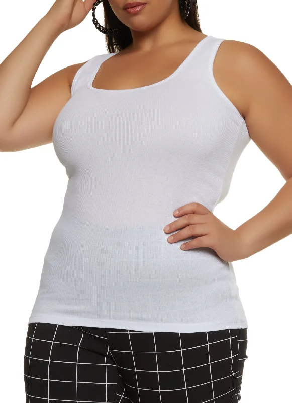 Plus Size Ribbed Knit Racerback Tank Top