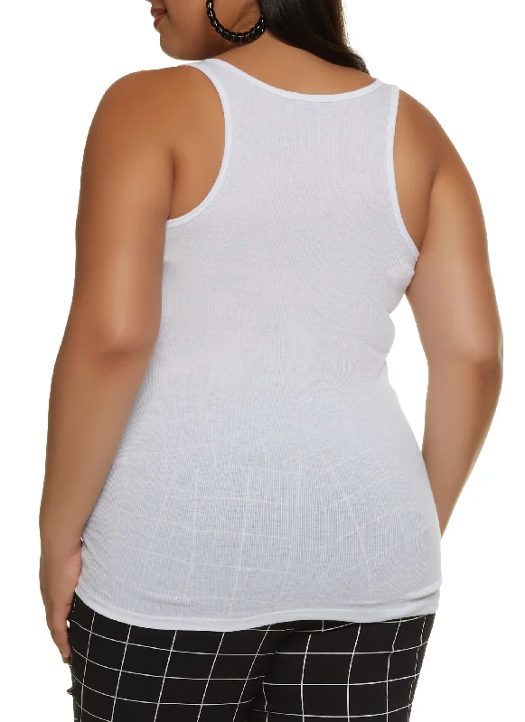 Plus Size Ribbed Knit Racerback Tank Top