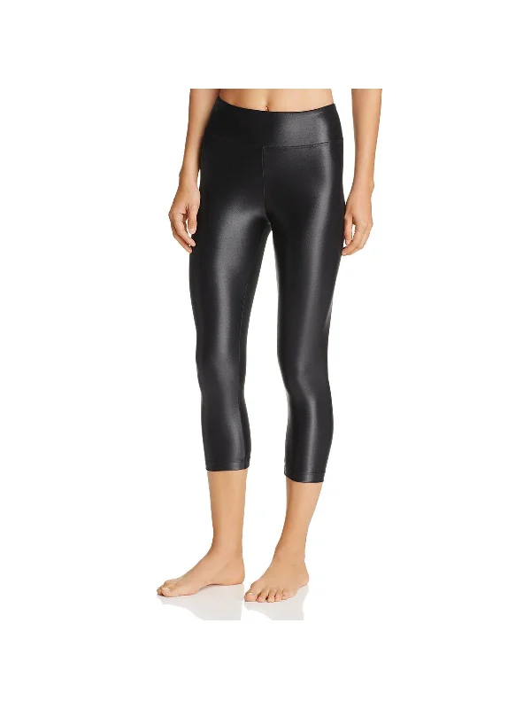 Womens Lustrous High-Rise Capri Leggings