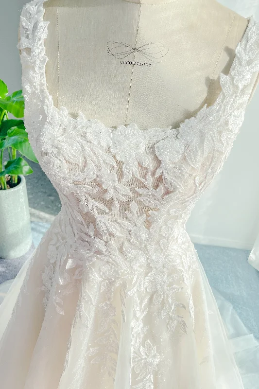 A-Line Court Train Lace Tulle Wedding Dress CW3153