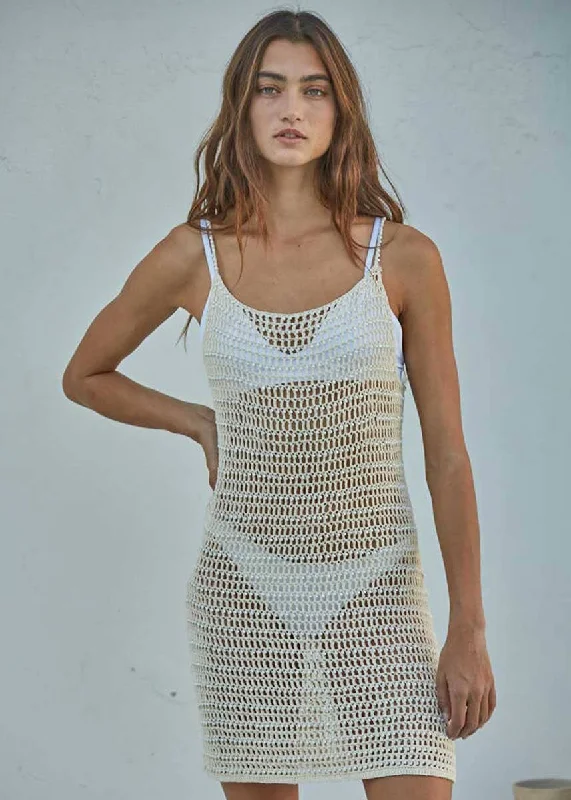 Aimee Crochet Beaded Dress - Natural