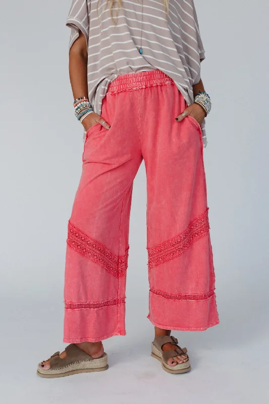 Any Day Wide Leg Pants - Coral