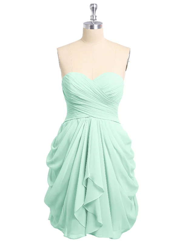 Sweetheart Neck Strapless Short Bridesmaid Dress Mint Green