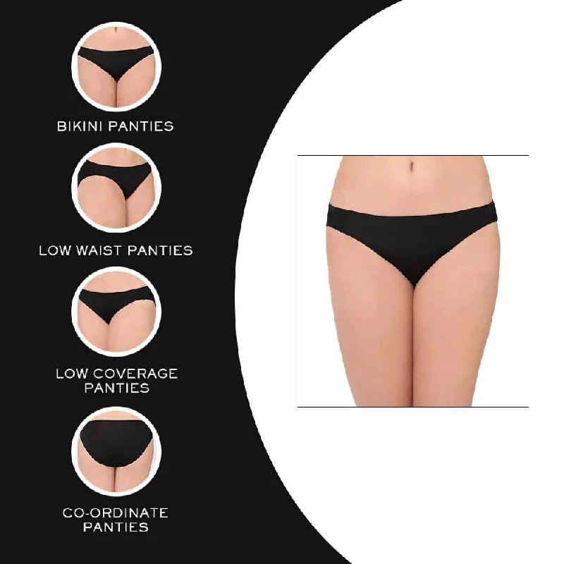 Basic Mold Low Waist Low Coverage Everyday Wear Bikini Panty - Black