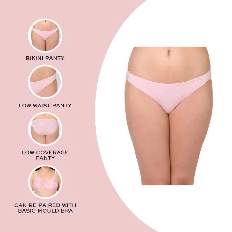 Basic Mold Low Waist Low Coverage Everyday Wear Bikini Panty - Pink