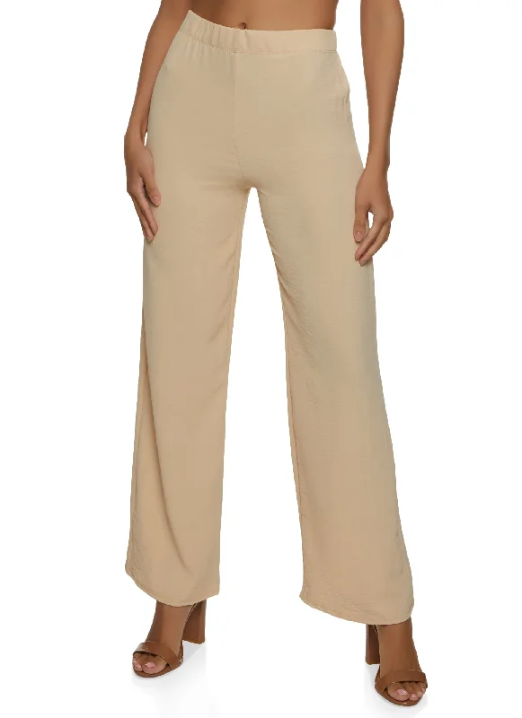 Crepe Knit High Waisted Wide Leg Pants