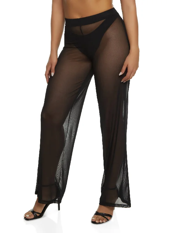 Daisy Sheer Mesh Wide Leg Pants