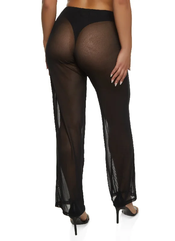 Daisy Sheer Mesh Wide Leg Pants