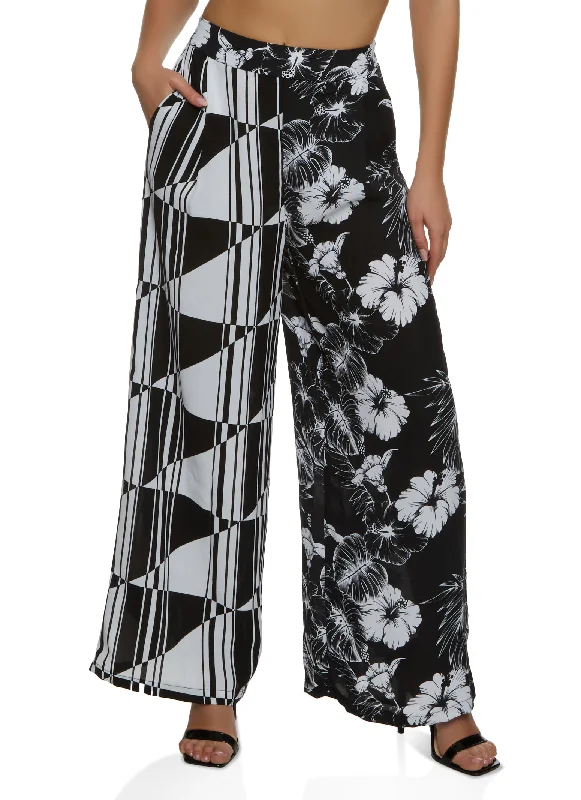 Mixed Print Palazzo Pants