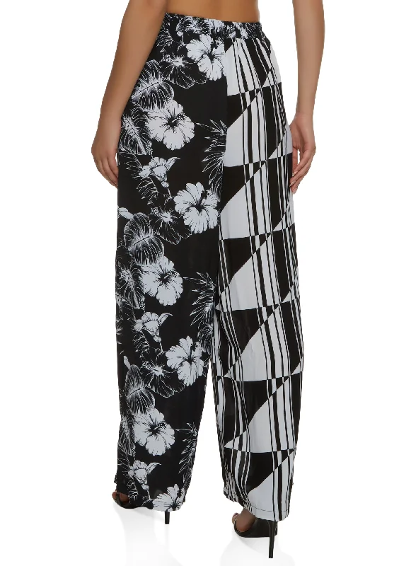 Mixed Print Palazzo Pants