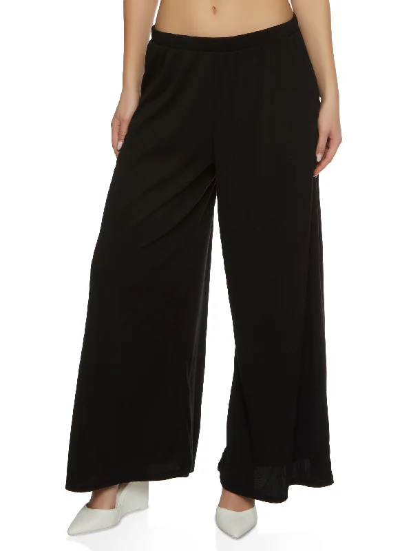 Rib Knit Wide Leg Pants