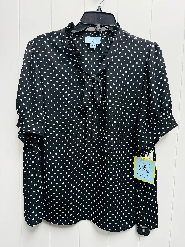 Blouse Short Sleeve By Cece In Black & White, Size: 1x