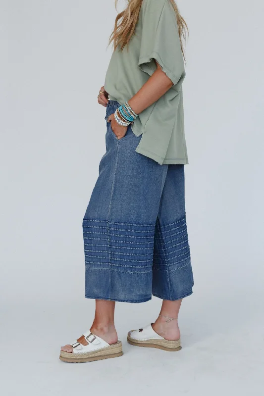 Breezy Dream Wide Leg Pants - Dark Denim