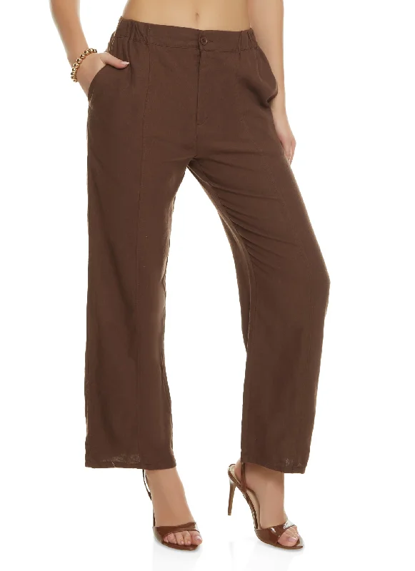 Linen Pintuck Wide Leg Pants