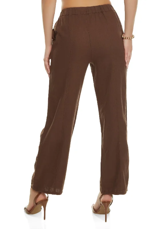 Linen Pintuck Wide Leg Pants