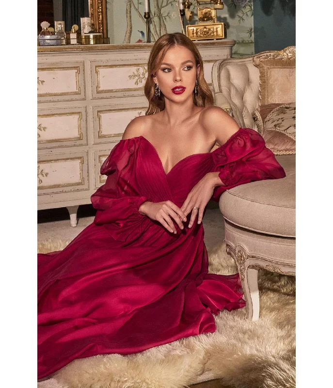 Cinderella Divine  Burgundy Chiffon Sweetheart Bridesmaid Goddess Gown