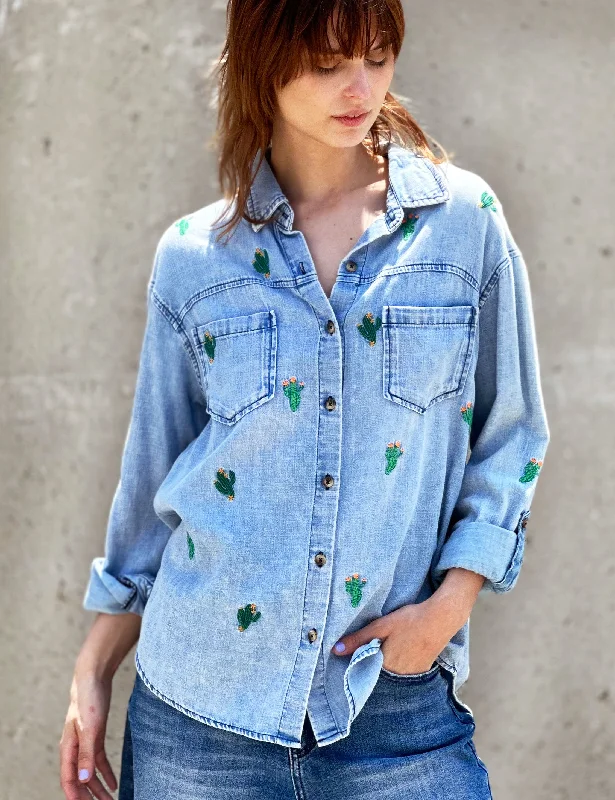 Cactus Embroidered Shirt