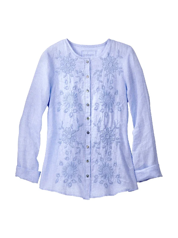 Cece Embroidered Linen Top