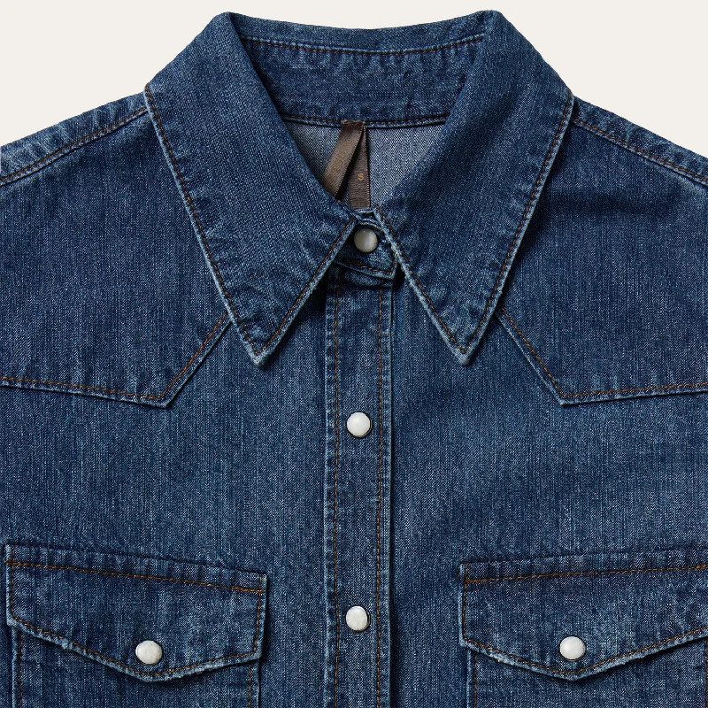 Dark Denim Snap Western Shirt