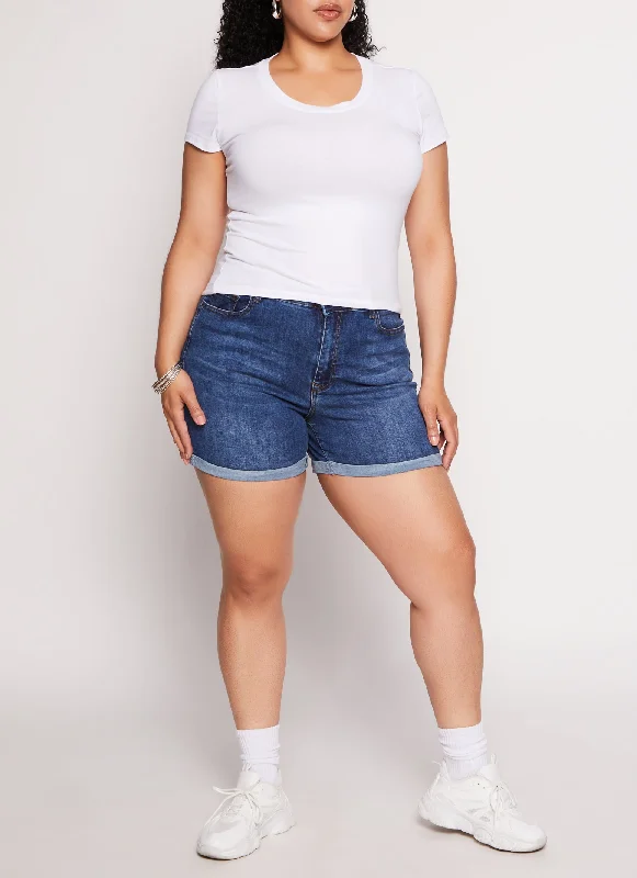 Plus Size WAX High Waist Cuffed Shorts