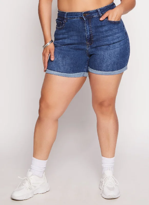 Plus Size WAX High Waist Cuffed Shorts