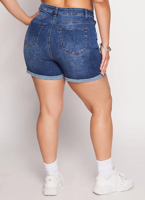 Plus Size WAX High Waist Cuffed Shorts