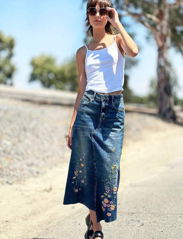 Denim Blossom Skirt