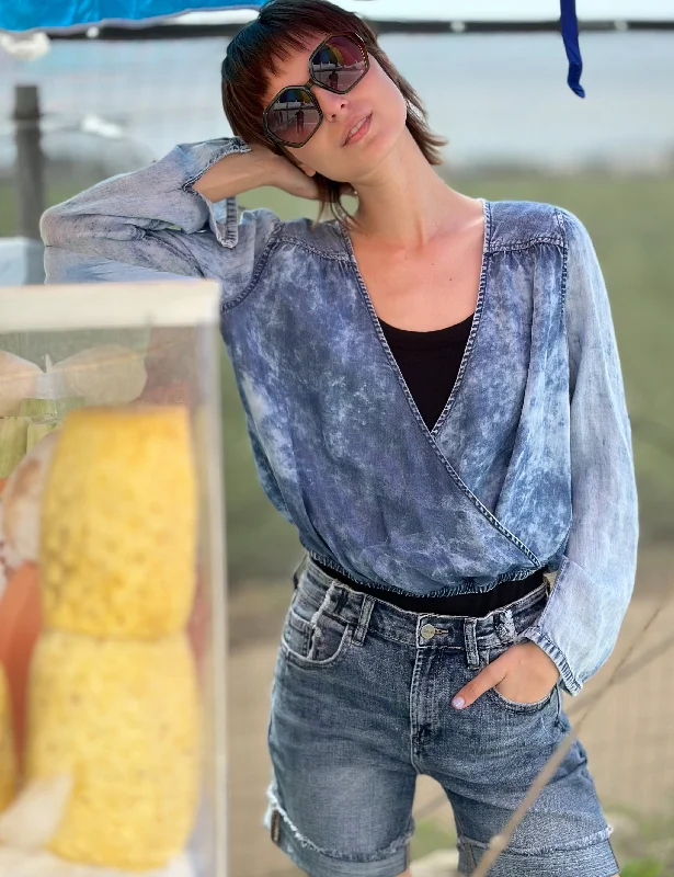 Denim Cross-Front Shirt