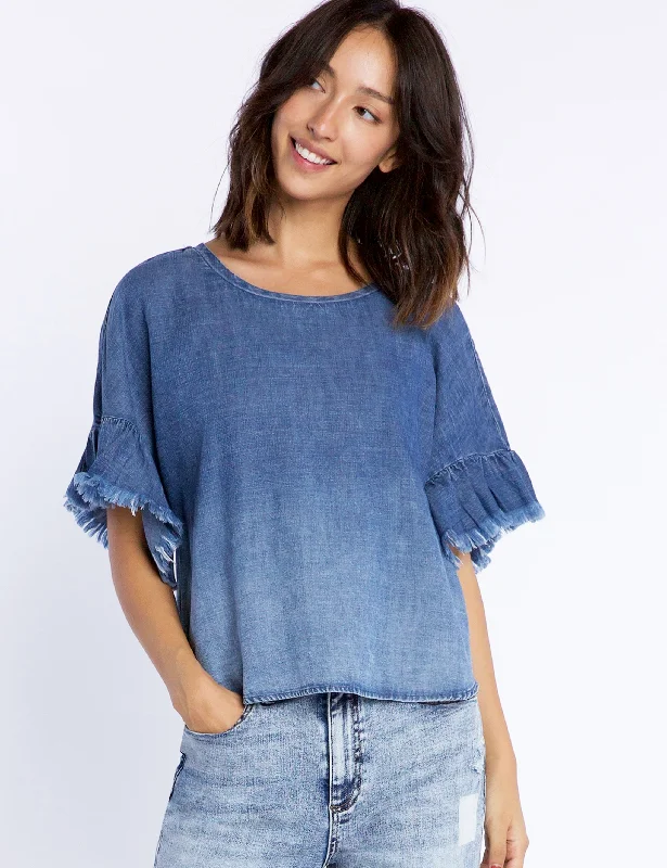 Denim Ruffle Tee