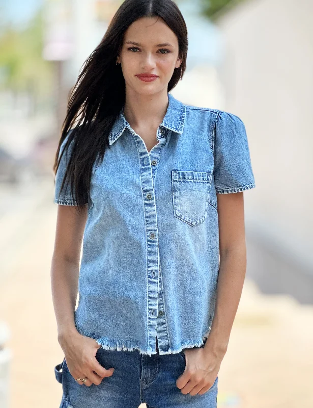 Denim Short Sleeve Top