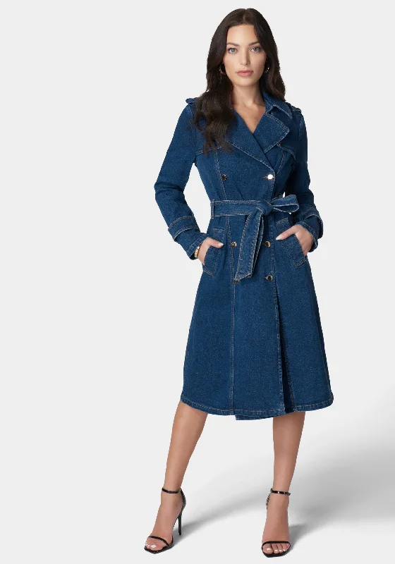 Double Breasted Denim Trench Coat