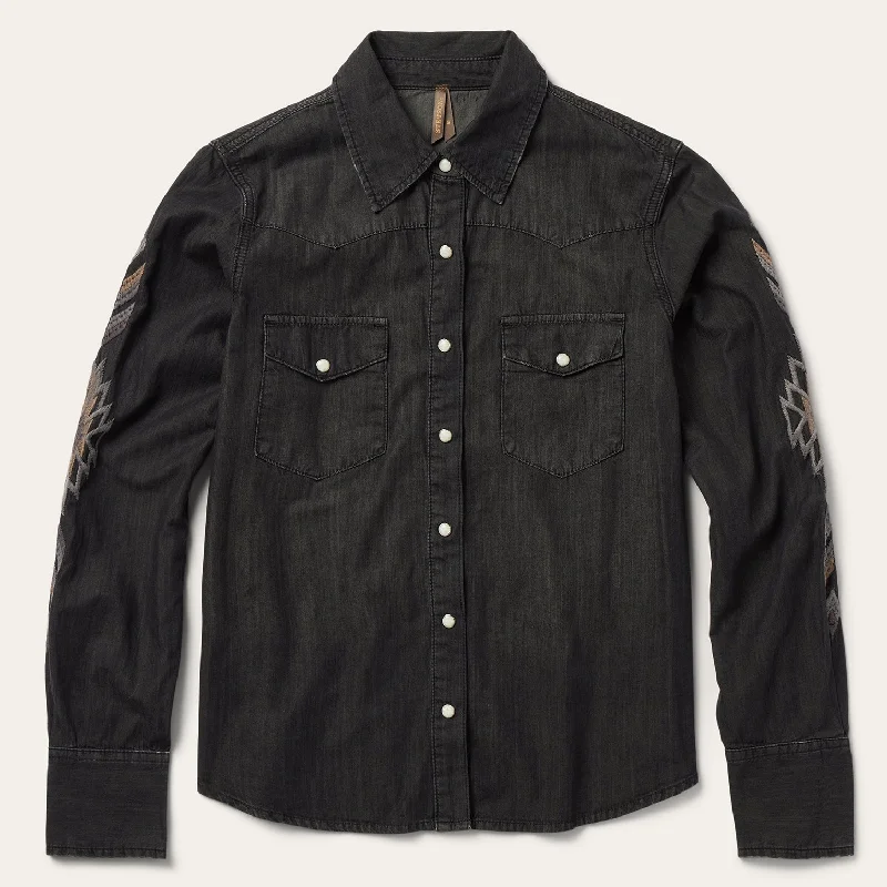 Embroidered Black Denim Shirt