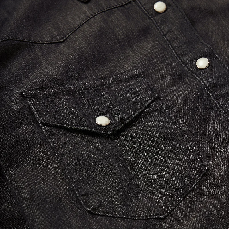 Embroidered Black Denim Shirt