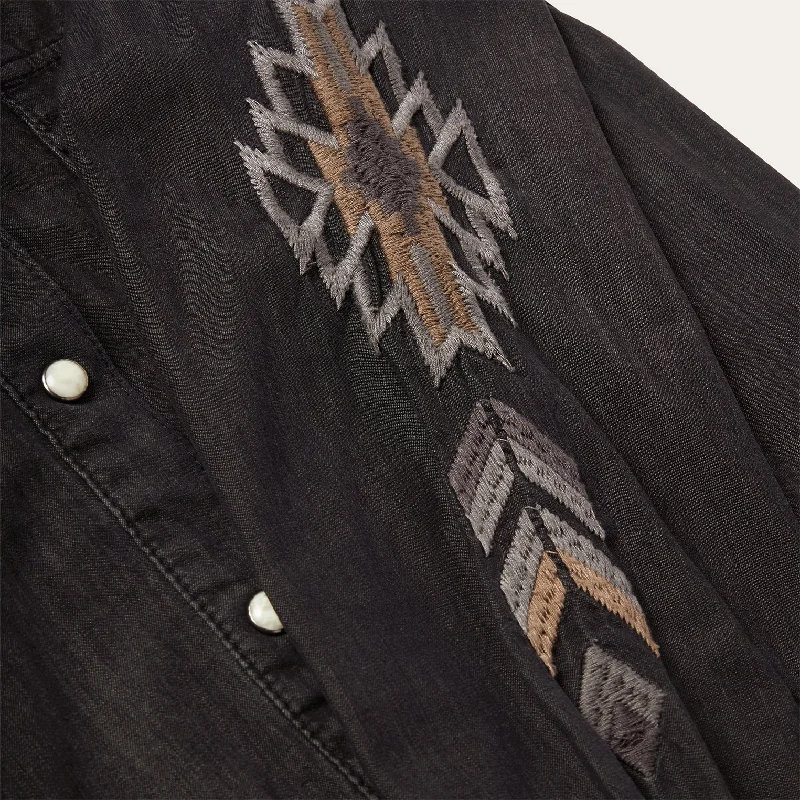 Embroidered Black Denim Shirt