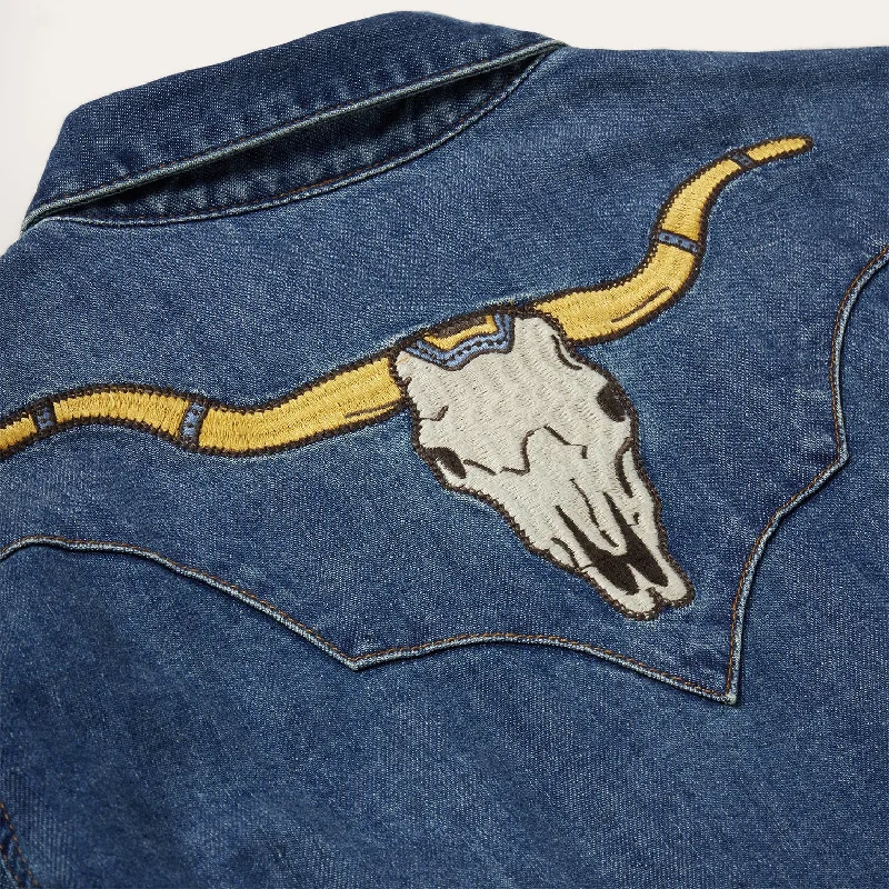 Embroidered Dark Denim Western Shirt