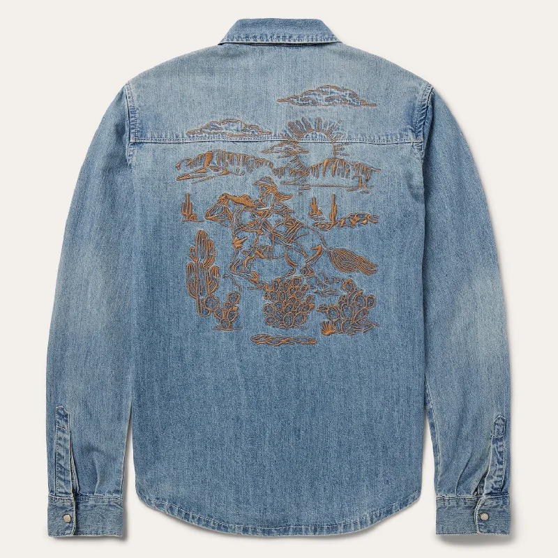 Embroidered Light Denim Shirt