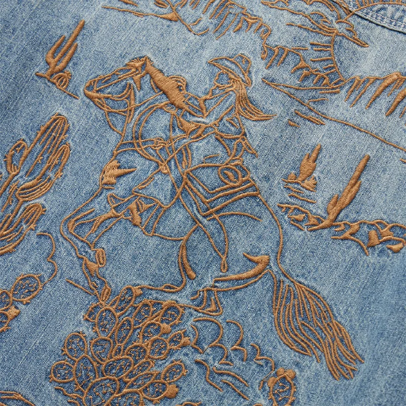 Embroidered Light Denim Shirt