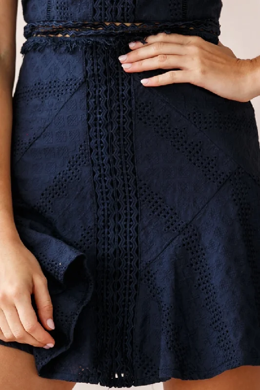 Eugenie Cami Strap Embellished Sun Dress Navy