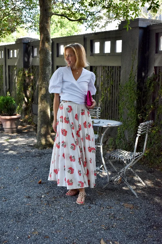 Fiona Midi Skirt Poppy Floral