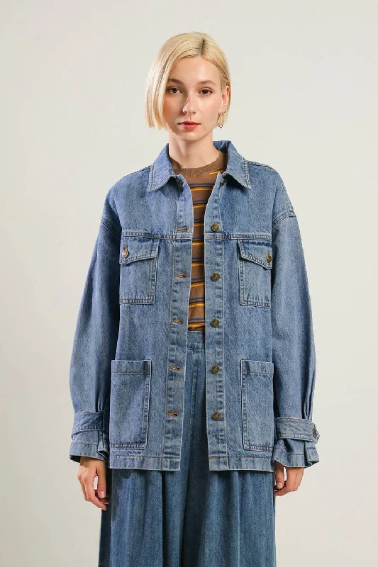 BREATHTAKING CHARM DENIM MIDI JACKET