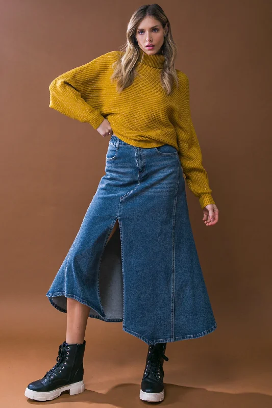 PEOPLE COME AS YOU ARE MIDI DENIM SKIRT