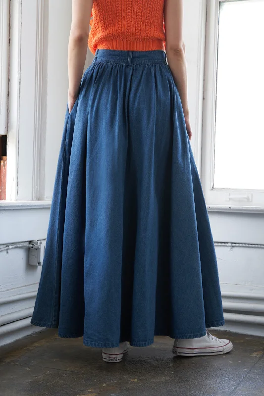 NEVER HOLDING BACK DENIM MIDI SKIRT