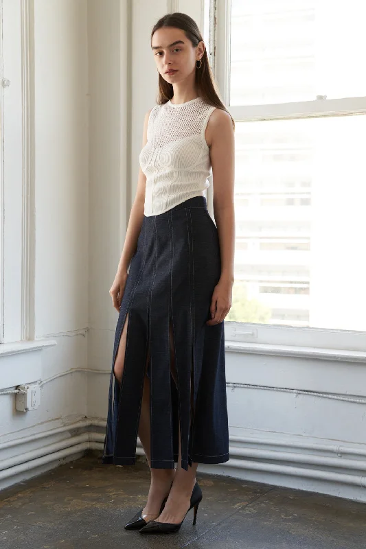 DRAMATIC POISE WOVEN MIDI SKIRT