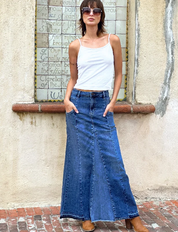 Flare Bliss Maxi Denim Skirt