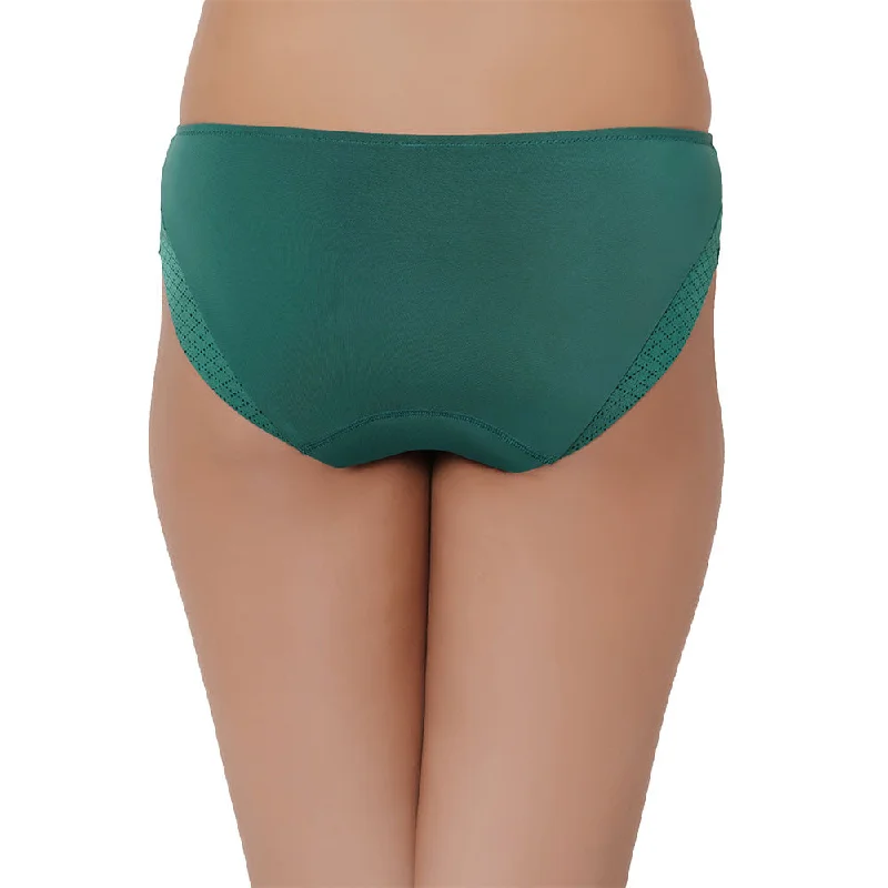 Franca  Mid Waist Medium Coverage Everyday Wear Seamless Bikini Panty - Green