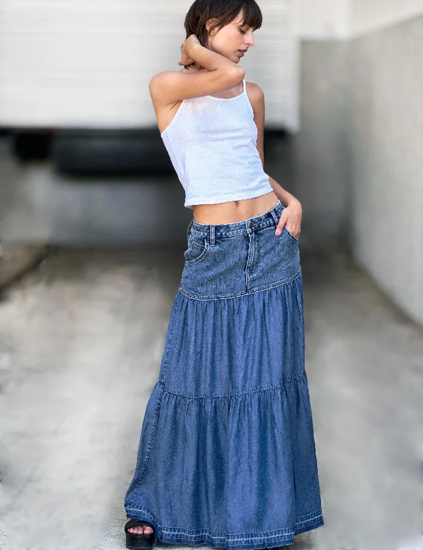 Fun Denim Maxi Skirt